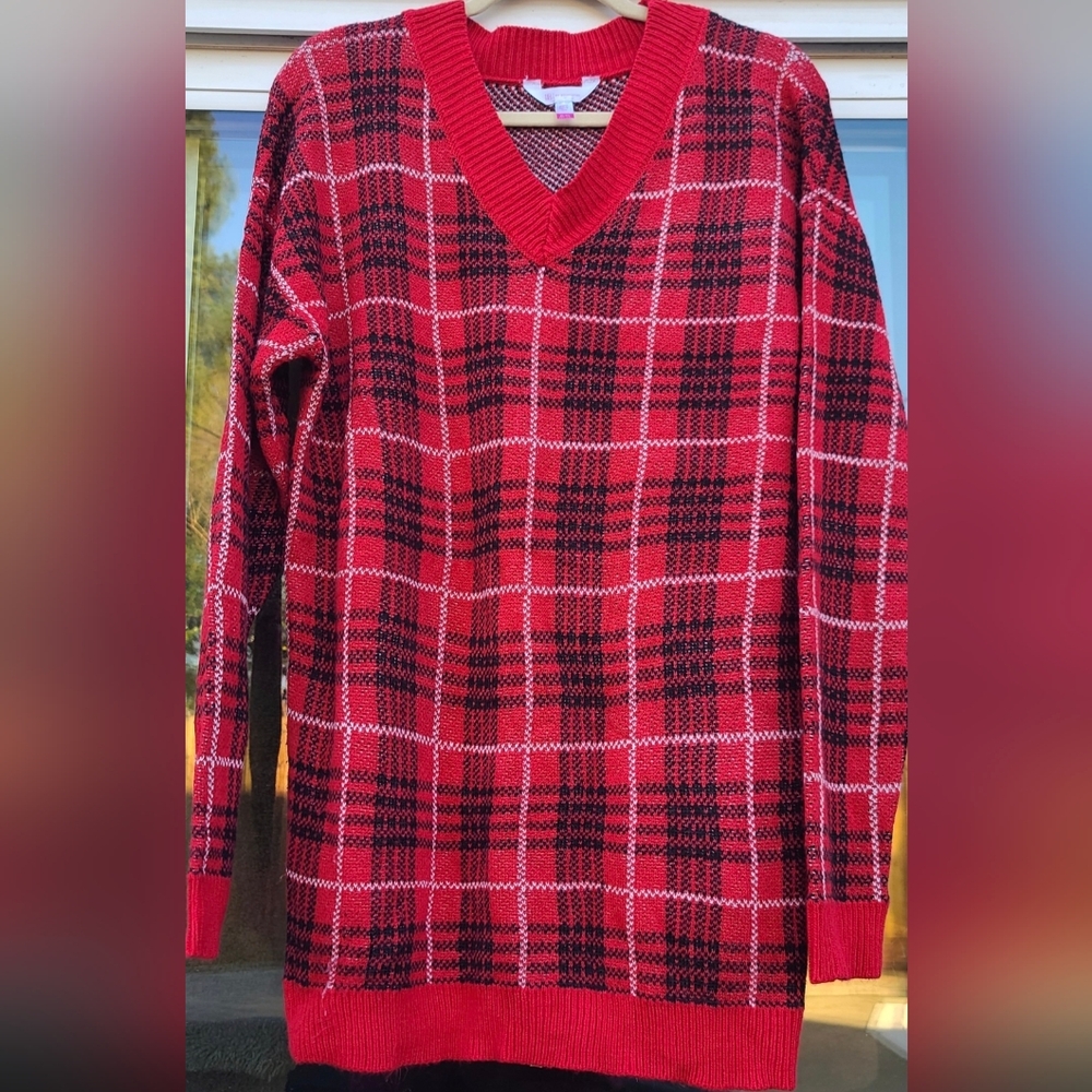 No Boundries Plaid Red & Black Winter Christmas Sweater Dress - Size XL - Picture 10 of 12